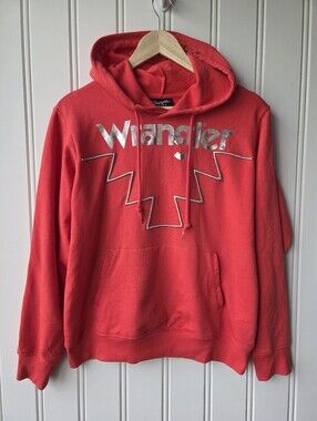 Wrangler Retro Metallic Logo Pullover Hoodie Pink Medium